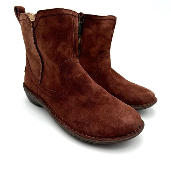 UGG Women 9 Neevah Brown Suede Sheepskin Lined Boots Cold Winter 1003421 - Picture 1 of 12